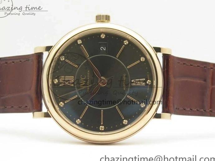 MIROTIME 0419 SportInspired Portofino IW458101 RG MK 1:1 Best Edition Gray Dial On Brown Leather Strap MIYOTA 7165